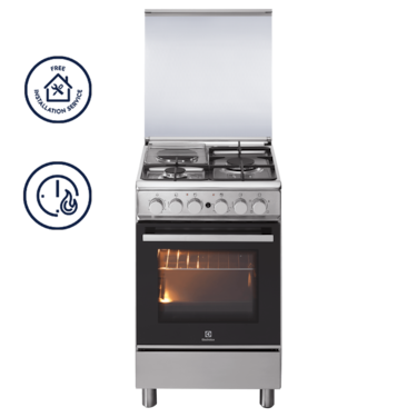 50cm UltimateTaste 300 cooking range with 2 gas burners, 1 hot plate and 62L electric oven&#160;