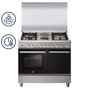 90cm UltimateTaste 500 cooking range with 4 gas burners, 2 hot plates, and 62L electric oven&#160;